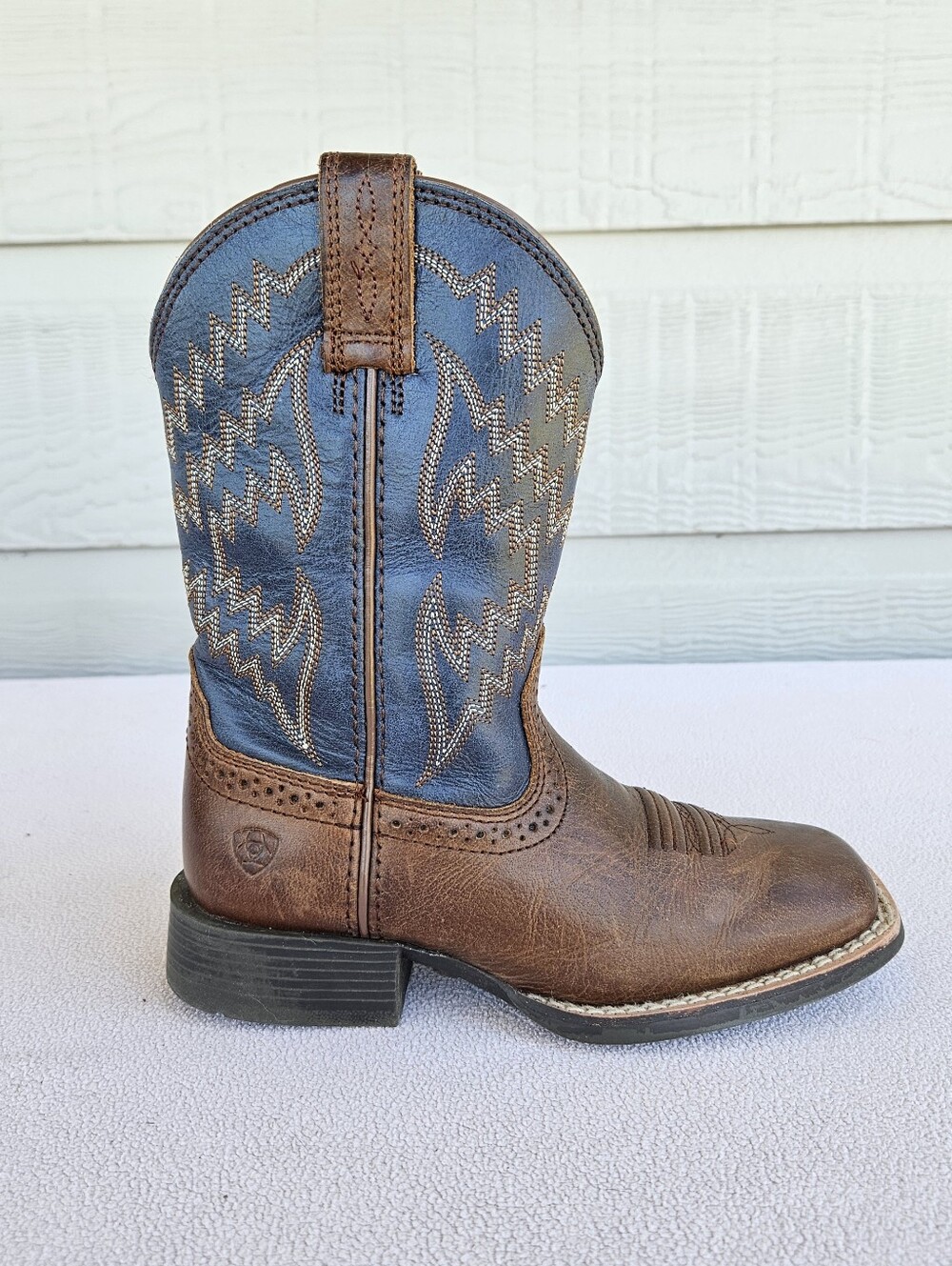 Ariat Little Tycoon Square Toe Western Cowboy Boots Toddler SZ 10 Brown - Picture 2 of 12
